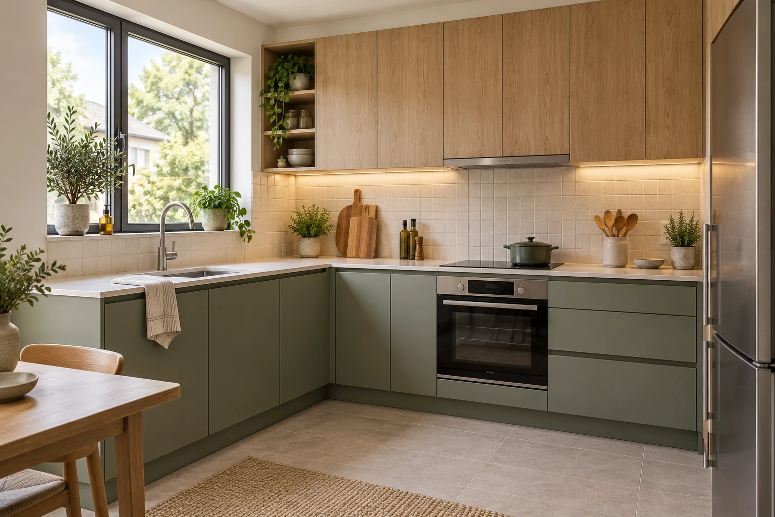 Sage and oak Scandinavian kitchen