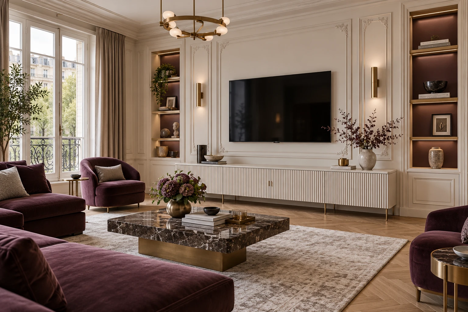French ivory media wall