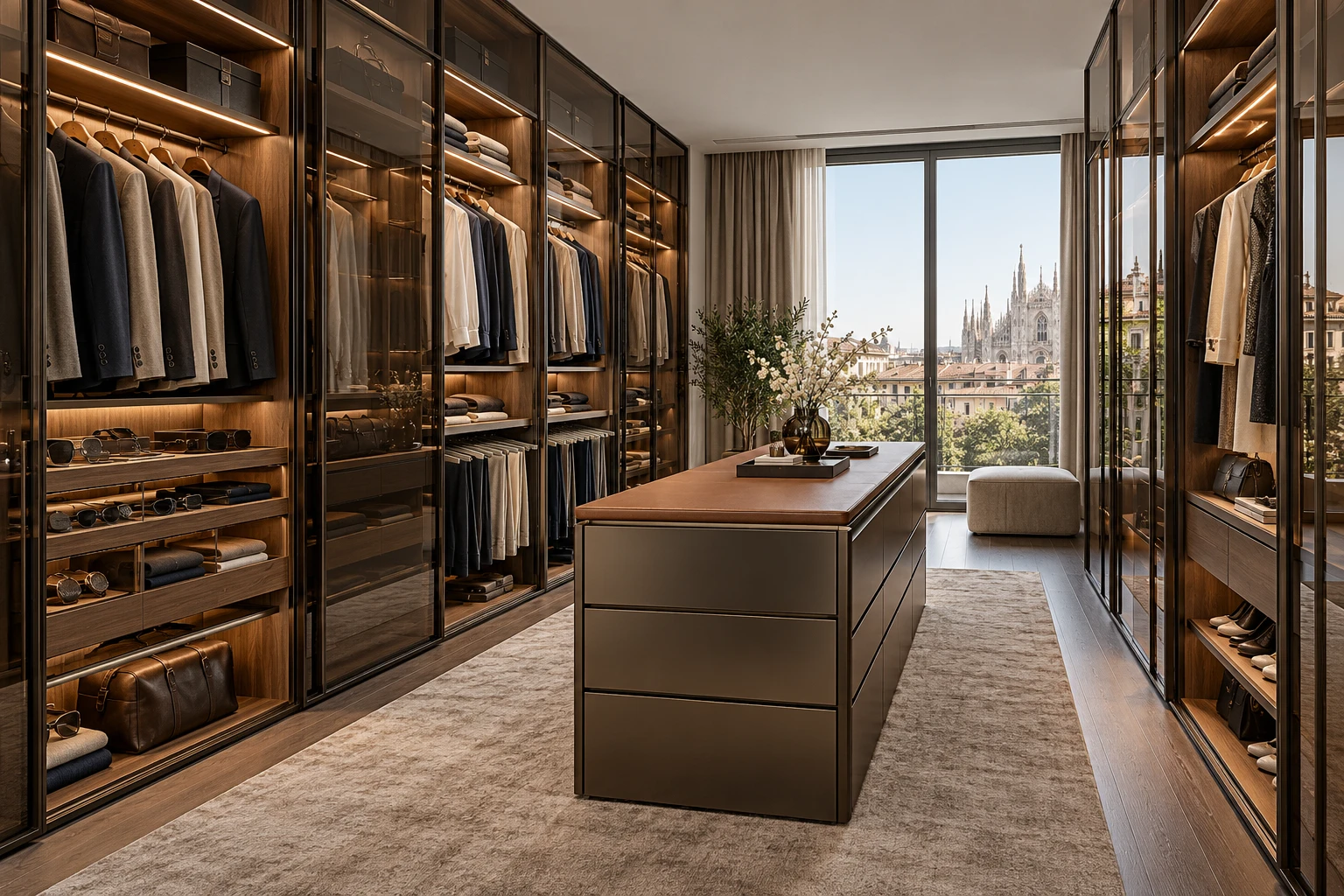 Smoked-glass Milan dressing room