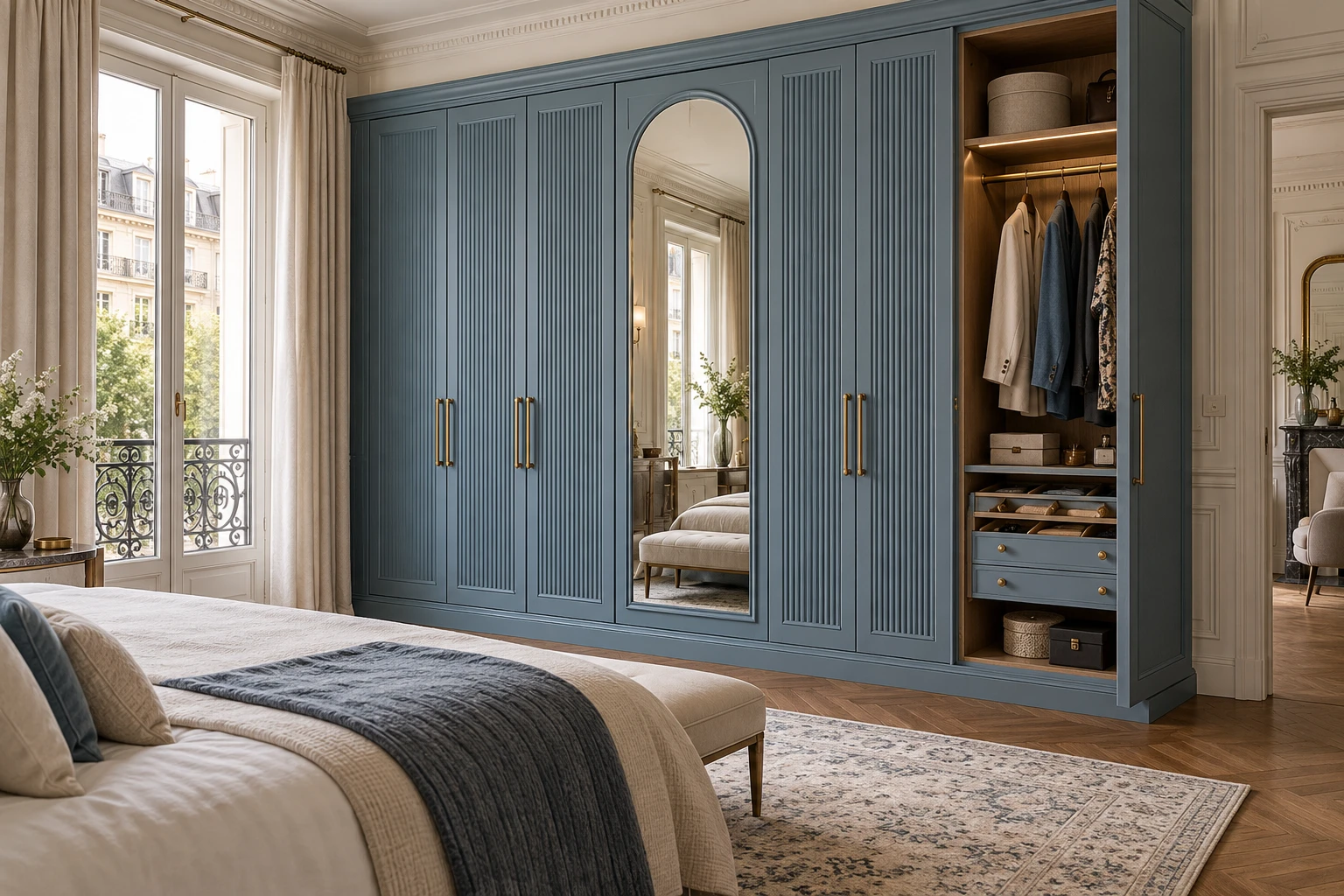 Dusty-blue French wardrobe